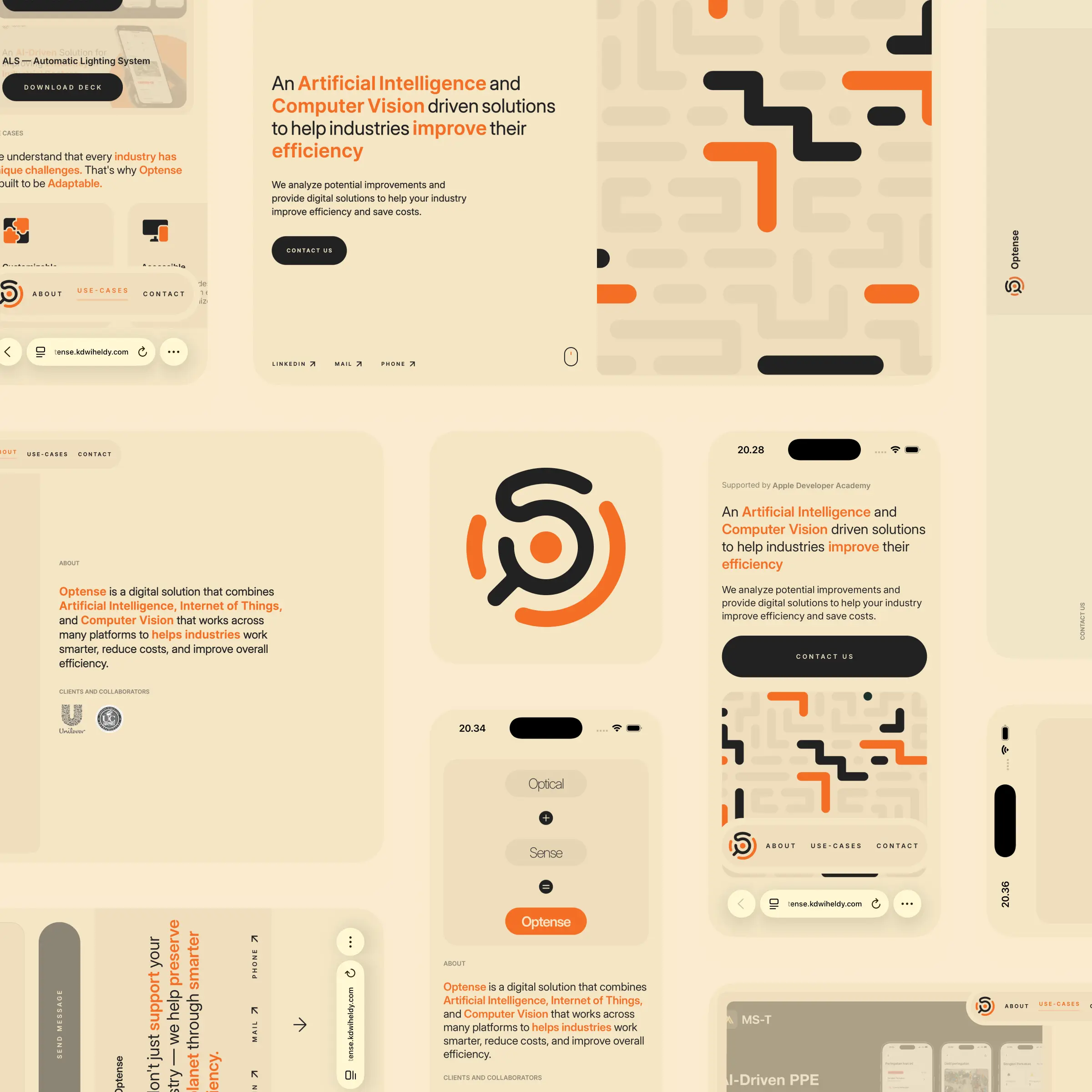 Optense, Landing Page